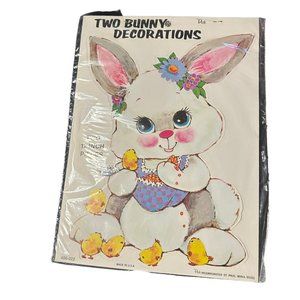 Vintage Peck Easter Bunny Diecuts 12” Cutout Decorations Sealed New NOS